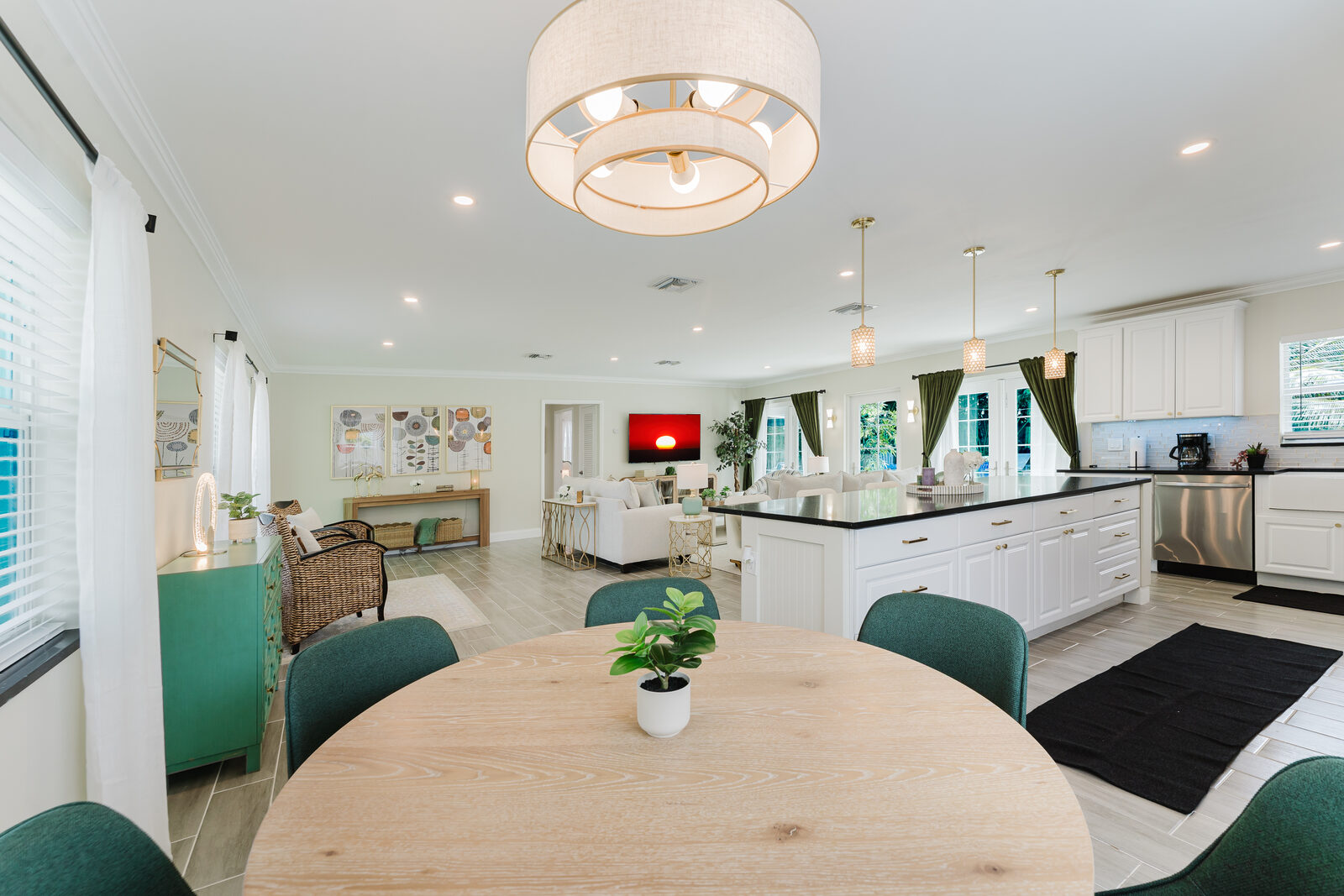 Modern open kitchen and dining