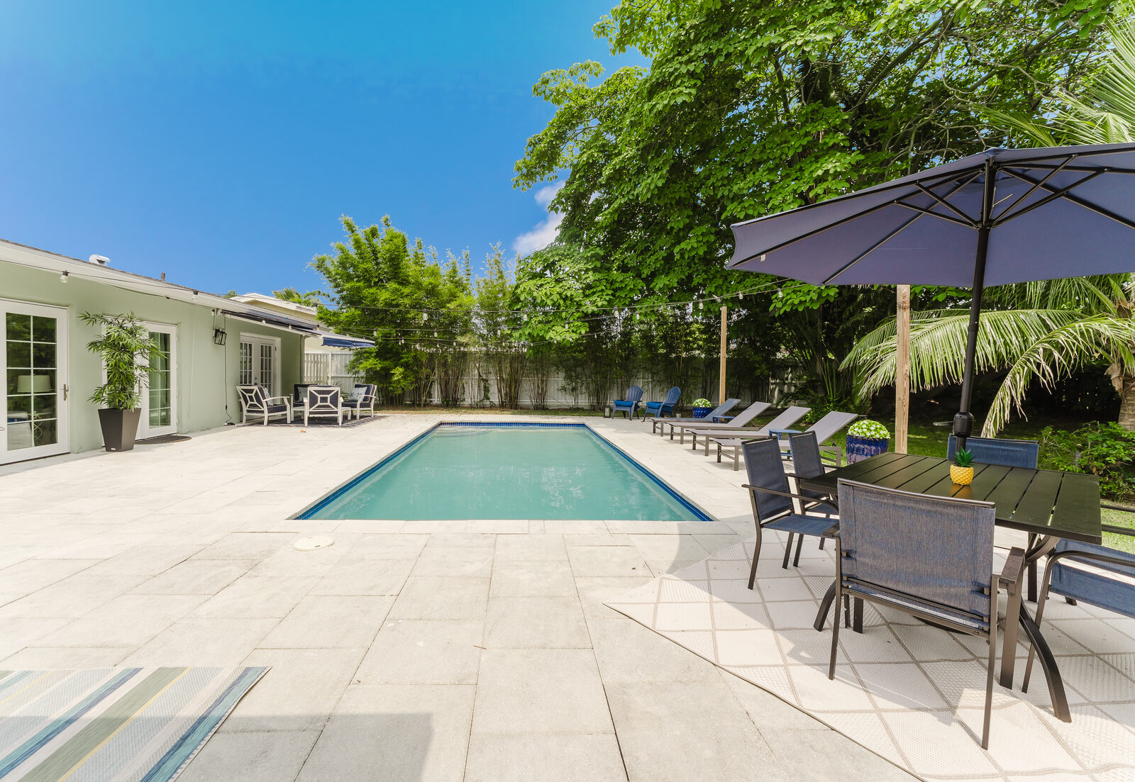 Full pool and backyard overview